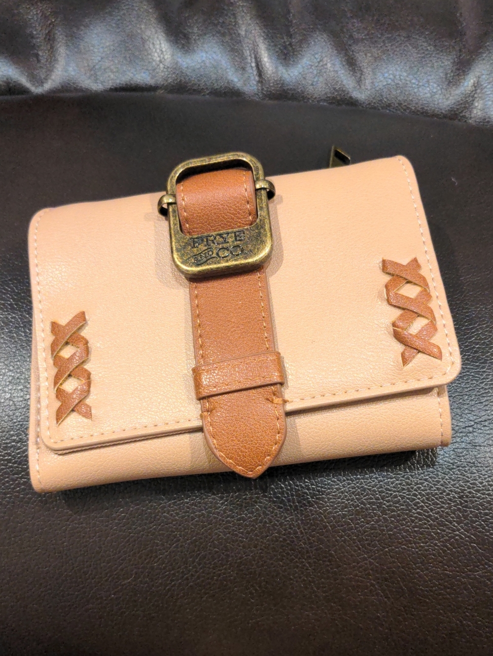 Frye Blush and Tan Buckle Wallet